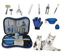 8-in-1 Pet Grooming Kit - Complete At-Home Kit with Nail Clippers, Deshedding Brush, Scissors, Toothbrush, Collapsible Bowl & More, Ideal for All Breeds