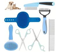 8-in-1 Pet Grooming Kit with Deshedding Rake Brush Comb Scissors for Dogs Cats and Small Animals