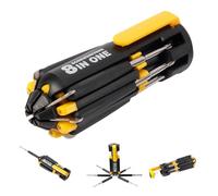 8 in 1 Screwdriver with Flashlight, Multi Functional 8 in 1 Screwdrivers Tool Set with Worklight for Household, Auto