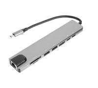 8-in-1 Silver Aluminum Alloy with 4k 30hz USB Hub Adapter