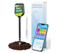 8-in-1 Soil Moisture Meter with APP Monitoring, Soil PH Tester, Moisture, Light, Salinity, Fertility, EC, Temperature, Humidity, Soil Testing Kit for Garden, Farming, Lawns, Indoor & Outdoor Plants