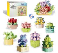 8-in-1 Succulent Mini Building Set - Compatible with Lego, Flowers Botanical Collection for Home Office Decor, 770Pcs Building Blocks Mother‘s Day Birthday Gift for Adults Women Kids Girls 6+