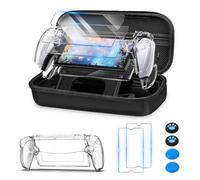 8-in-1 Tasche Zubehör für Playstation Portal, PSP PS5 Remote Player Zubehörset mit Hartschale Portable Reisetasche, 1 klare Hülle, 2 Schutz Glas Bildschirmschutz, 4 Thumb-Stick Grip (Schwarz)