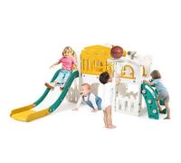8-in-1 Toddler Slide, Kids Climber Playset with Climbing Ladder, Tunnel, Telescope, Basketball Hoop and Storage Space, Kids Slide Montessori Play Equipment for Ages 1-3 Indoor Outdoor - Green