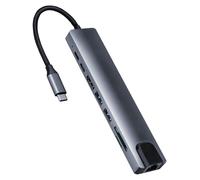 8 in 1 USB C Adapter, 4K@30Hz HDMI Output Multi-Port Type C Hub, Fast Charging USB C Converter with Ethernet Port, SD/TF Card Reader, Type C Docking Station Compatible with Laptops, Mouse, Keyboard
