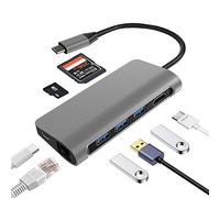 8 in 1 USB C Adapter for MacBook Pro 2020 2019 2018, USB 3.1 Thunderbolt 3 to 4K HDMI/ USB 3.0 / SD/TF Card/RJ 45/PD Charging USB-C Digital AV Multiport Docking Station