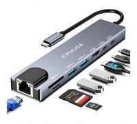 8-in-1 USB C Docking Station, Type C Hub with 4K HDMI Output, Ethernet RJ45, 100W Power Delivery, SD/TF Card Slots & High-Speed USB Ports for MacBook, Surface, iPad Pro & USB-C Laptops