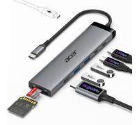 Acer 8 in 1 USB C Hub 10Gbps, USBC to HDMI Adapter 4K@60Hz, 2×USB-C 3.2, 2×USB A 3.0 Data Transfer, 100W PD Port Type C Multiport Splitter with SD/TF Card Reader, for Laptop, PC, Desktop, iPad Pro
