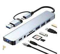 8 In 1 USB C HUB Adapter With Splitter Card Reader,USB C Port,USB 3.0/2.0,PD 87W Multiport,SD/TF Splitter Card Reader, Docking Station Computer Accessories USB C Laptops