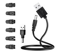 8-in-1 USB Shaver Charger Cable: 5V Power Cord with 7 Adapter Heads for Hair Clippers, Beard Trimmers, Shavers, Desk Lamps, Purifiers - Ideal for Home & Travel