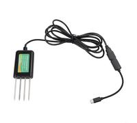 8-in-1 USB Soil Analyzer for NPK pH Moisture Temp Salinity Detection with IP68 Waterproof Rating and 316L Stainless Steel Probe for Garden Farm Use Black