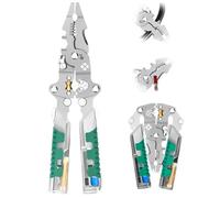 8 in 1 Wire Stripper with Voltage Tester, 2025 New Upgrade Multifunctional Plier Tools, Foldable Wire Stripping Electrical Pliers for Cutting and Pulling, Crimping Tool for Home Repair