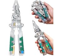 8 in 1 Wire Stripper with Voltage Tester, Cable Cutters with Plier, Twister, Crimper, Splitting, Multifunctional Cable Stripper Tool for Home Repair (B)