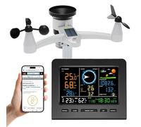 8-in-1 Wireless Weather Station with WiFi Sync Solar Powered Outdoor Sensor Indoor Real-time Temp/Humidity/Wind/Rain/Pressure for Home Garden Farm