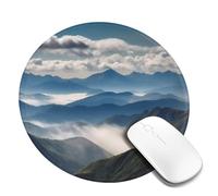 8 in Round Mouse Pad for Office Home, Waterproof Computer Mouse Mat with Anti-Slip Rubber Base, Easy Gliding Gaming Mousepad Custom Landscape with Mountains and Clouds Mouse Pads with Designs