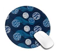 8 in Round Mouse Pad for Office Home, Waterproof Computer Mouse Mat with Anti-Slip Rubber Base, Easy Gliding Gaming Mousepad Custom Blue Volleyball Mouse Pads with Designs