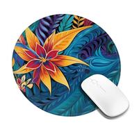 8 in Round Mouse Pad for Office Home, Waterproof Computer Mouse Mat with Anti-Slip Rubber Base, Easy Gliding Gaming Mousepad Custom Tropical Leaves Pattern for Tribal Design Mouse Pads with Designs