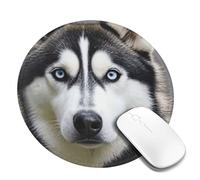 8 in Round Mouse Pad for Office Home, Waterproof Computer Mouse Mat with Anti-Slip Rubber Base, Easy Gliding Gaming Mousepad Custom Husky Dog Mouse Pads with Designs