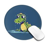 8 in Round Mouse Pad for Office Home, Waterproof Computer Mouse Mat with Anti-Slip Rubber Base, Easy Gliding Gaming Mousepad Custom Cartoon Crocodile Mouse Pads with Designs