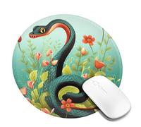 8 in Round Mouse Pad for Office Home, Waterproof Computer Mouse Mat with Anti-Slip Rubber Base, Easy Gliding Gaming Mousepad Custom Snake and Flower Mouse Pads with Designs