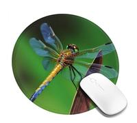 8 in Round Mouse Pad for Office Home, Waterproof Computer Mouse Mat with Anti-Slip Rubber Base, Easy Gliding Gaming Mousepad Custom Dragonfly Mouse Pads with Designs