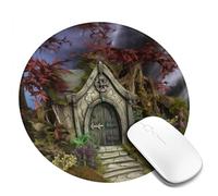 8 in Round Mouse Pad for Office Home, Waterproof Computer Mouse Mat with Anti-Slip Rubber Base, Easy Gliding Gaming Mousepad Custom Gothic Fairy Garden Mouse Pads with Designs