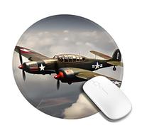 8 in Round Mouse Pad for Office Home, Waterproof Computer Mouse Mat with Anti-Slip Rubber Base, Easy Gliding Gaming Mousepad Custom World War 2 Aircraft Airplane Mouse Pads with Designs