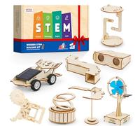8 in1 STEM Science Kit for Kids Age 8-14, Wooden Physics Experiments & Solar Engineering Kits, Build Solar Car, Anti-Gravity Device, Telescope, Periscope & Dinosaur Claw, Gifts for Boys Girls