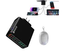 8 in1Waterproof Port USB Fast Charger,Portable Super Fast Wall Charging Station,Universal Socket Charging Devices with 4 Type C Ports and 4 USB Ports for Mobile Phone Tablets Laptop (US plug(black))