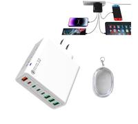 8 in1Waterproof Port USB Fast Charger,Portable Super Fast Wall Charging Station,Universal Socket Charging Devices with 4 Type C Ports and 4 USB Ports for Mobile Phone Tablets Laptop (US plug (white))