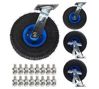 8 Inch 10 Inch Swivel Casters Set Of 4 Heavy Duty 1300lbs Heavy Duty Rubber Caster Wheel With Side Brakes Pneumatic Industrial Swivel CasterPneumatic Inner Tube/Stee