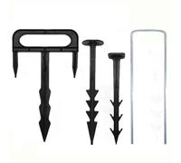 (8 inch, 1000) Black Plastic Fixing Pegs for Ground Cover/Mulch & Landscaping Fabric