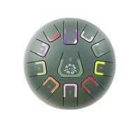 8 Inch 11 Tone Steel Tongue Drum, Multi-color Tambourine, Suitable for Fetal Training, Music Performance, Music Initiation, Yoga Meditation Instruments (Green)