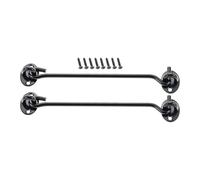 8 Inch-200mm Cabin Hook and Eye Latch Lock Shed Gate Door Catch Silent Holder Stainless Steel Black 2Pcs