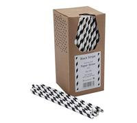 Beaumont 6mm Bore Paper Straw Black & White Striped (Pack of 250)