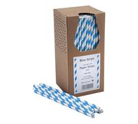 Blue & White Stripped Bore Paper Straw 8 Inch 6mm (Pack 250)