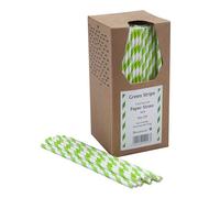 Beaumont Bore Paper Straw Green & White Striped, 6 mm, Pack 250