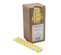 Beaumont CZ619 Yellow and White Striped Disposable Paper 8 inches Drinking Straws, 250, Acrylic