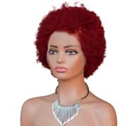 8 inch Afro Kinky Curly Human Hair Wigs,13x4 HD Lace Front Glueless Wigs for Black Women 250 Density(99J#)