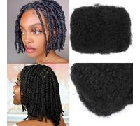 8 Inch Afro Kinkys Bulk Human Hair 3 Pack Kinky Curly Braiding Hair for Mini Twist 90g Afro Curly Hair Bulk for MakingLocs, Repair Dreadlocks, Twist Braiding, #1B Can Dye and Bleach