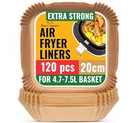 8 inch Air Fryer Liners, 120Pcs Disposable Parchment Sheets - 20 cm Square Paper Liners for 3.7-6.7 L Baskets - Versatile Use in Microwave, Oven, Pans & Baking - Easy Cleanup by Baker's Signature