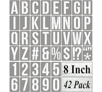 8 Inch Alphabet Letter Stencils for Painting - 42 Pack Letter and Number Stencil Templates with Signs for Painting on Wood, Reusable Numbers and Letters Stencils for Chalkboard Wood Signs & Wall Art