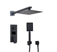 8 inch Bathroom Shower Faucet 3-Functions Black Digital Shower Faucets Set Rainfall Shower Head 2-Way Digital Display Mixer Tap