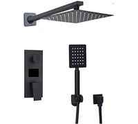 8 Inch Bathroom Shower Faucet 3-Functions Black Digital Shower Faucets Set Rainfall Shower Head 2-Way Digital Display Mixer Tap