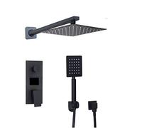 8 inch Bathroom Shower Faucet 3-Functions Black Digital Shower Faucets Set Rainfall Shower Head 2-Way Digital Display Mixer Tap,