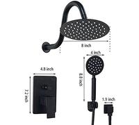 8 Inch Black Painting Round Head Ceiling Bathroom Rainfall Shower Faucet Set Wall Mount Hand Shower 2 Functions Shower Set