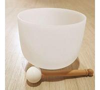 8 Inch Bowl Note Throat Chakra Frosted Quartz Crystal Singing Bowl Mallet and O Ring