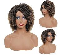 8 Inch Braided Synthetic Wigs For Black Women Crochet Synthetic Dreadlock Wig With Curly Ends Heat Resistant Daily Afro Kinky Short Wigs A