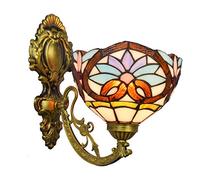 8 inch British Stained Glass Simple Mirror Wall lamp Garden Bedside Wall lamp Aisle Sun Flower Single Head Glass Wall lamp