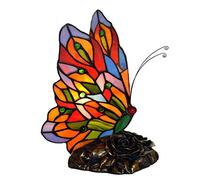 8 Inch Butterfly Style Table Lamp，Stained Glass Accent Night Light，Multi-Colored Bedside Lamps For Bedroom Living Room，E14, MAX40W (Color : E)
